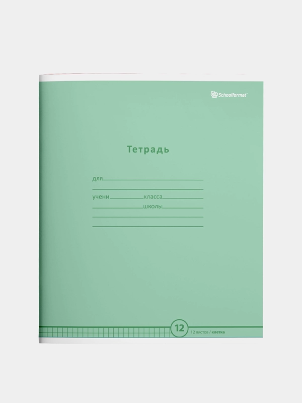 Тетрадь 12 л. кл. Schoolformat ПАСТЕЛЬНО-ЗЕЛЕНАЯ мел. карт. ВД-лак, комплект 20шт