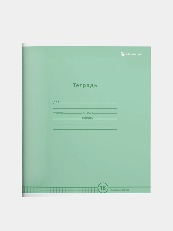 Тетрадь 18 л. кл. Schoolformat ПАСТЕЛЬНО-ЗЕЛЕНАЯ мел. карт. ВД-лак, комплект 20шт