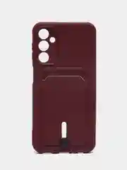 Бордовый чехол Samsung Galaxy A24 / Самсунг Галакси А24, силиконовый, с карманом для карты