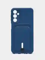 Синий чехол Samsung Galaxy A24 / Самсунг Галакси А24, силиконовый, с карманом для карты