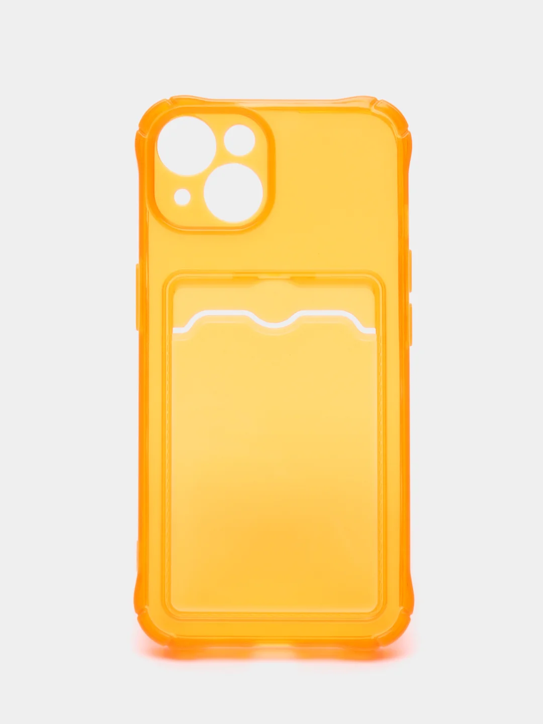 Оранжевый чехол iPhone 11, 15 Pro, 14 Max, 13, 12, XR, XS, 6, 7, 8 Plus, SE, с карманом для карт, прозрачный