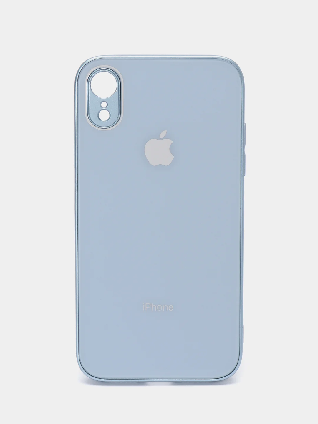 Серый металлик чехол для iPhone XR, силиконовый, со стеклянной панелью