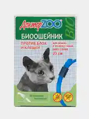 Синий ошейник Доктор ZOO для кошек и мелких собак против блох и клещей, 35 см