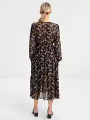 Коричневый платье шифоновое принт цветы OVERSIZE