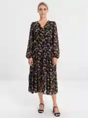 Коричневый платье шифоновое принт цветы OVERSIZE