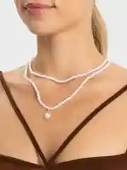 Ожерелье женское из жемчуга с подвеской, кулоном, двойное