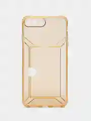 Бежевый чехол iPhone 11 15 Pro 14 Max 13 12 Xr Xs 6 7 8 Plus Se с карманом для карт прозрачный