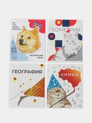 Комплект предметных тетрадей, 36 листов, "Животные мемы", 4 шт