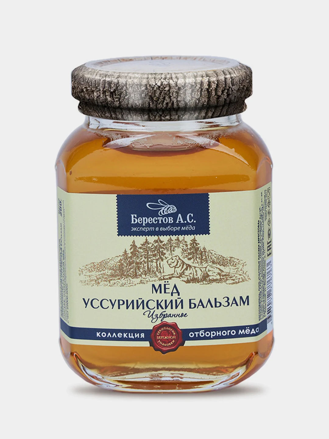Мед натуральный Берестов А.С., коллекция "Избранное", без сахара, стеклянная банка