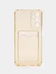 Бежевый силиконовый чехол для Samsung Galaxy A24 (Самсунг Галакси А24), прозрачный, с карманом