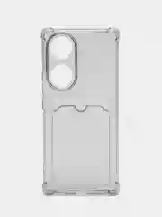 Силиконовый чехол для Huawei Honor 70 (Хонор 70), с карманом для карт, прозрачный