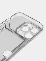 Серый чехол iPhone 11 15 Pro 14 Max 13 12 Xr Xs 6 7 8 Plus Se с карманом для карт прозрачный