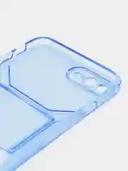 Синий чехол iPhone 11 15 Pro 14 Max 13 12 Xr Xs 6 7 8 Plus Se с карманом для карт прозрачный