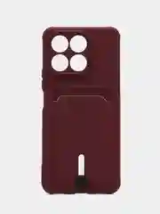Бордовый чехол для Huawei Honor X8a, Хуавей Хонор Х8а силиконовый, с карманом для карты