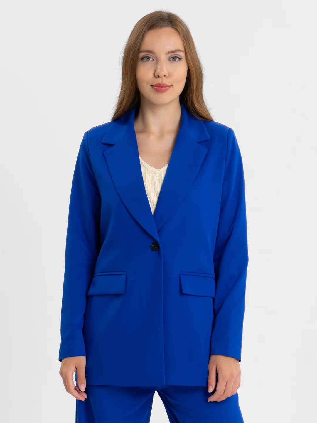 Индиго костюм BLAZER классический, с прямыми брюками, женский