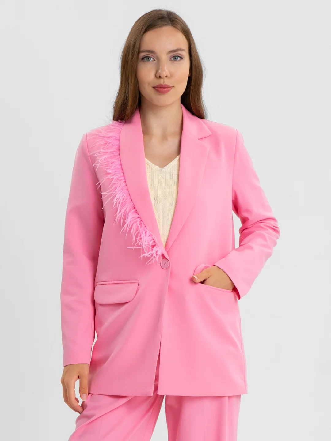 Конфетный костюм SK BRAND, классический, с перьями, женский