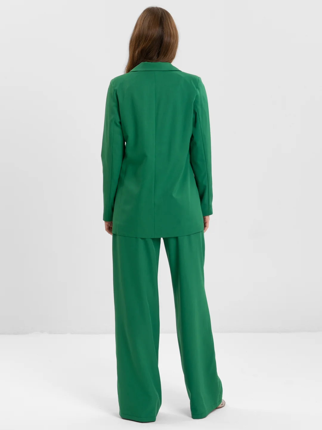 Зеленый костюм BLAZER классический, с прямыми брюками, женский