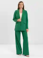 Зеленый костюм BLAZER классический, с прямыми брюками, женский