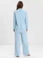 Светло-синий костюм SK BRAND, классический, с перьями, женский