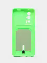 Салатовый чехол для Poco F5 Pro / Поко Ф5 Про, силиконовый, с карманом для карты