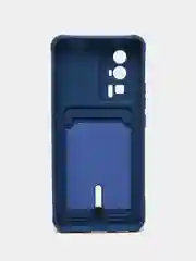 Синий чехол для Poco F5 Pro / Поко Ф5 Про, силиконовый, с карманом для карты