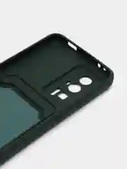 Тёмно-зелёный чехол для Poco F5 Pro / Поко Ф5 Про, силиконовый, с карманом для карты