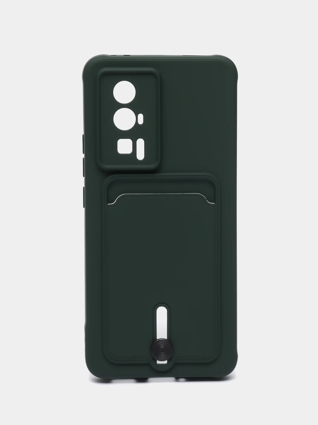 Тёмно-зелёный чехол для Poco F5 Pro / Поко Ф5 Про, силиконовый, с карманом для карты