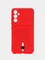 Красный чехол для Samsung Galaxy A34 / Самсунг Галакси А34, силиконовый, с карманом для карты