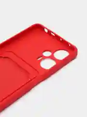 Красный чехол Poco F5 / Поко Ф5 силиконовый, с карманом для карты