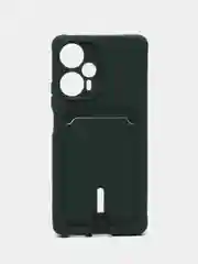 Тёмно-зелёный чехол Poco F5 / Поко Ф5 силиконовый, с карманом для карты
