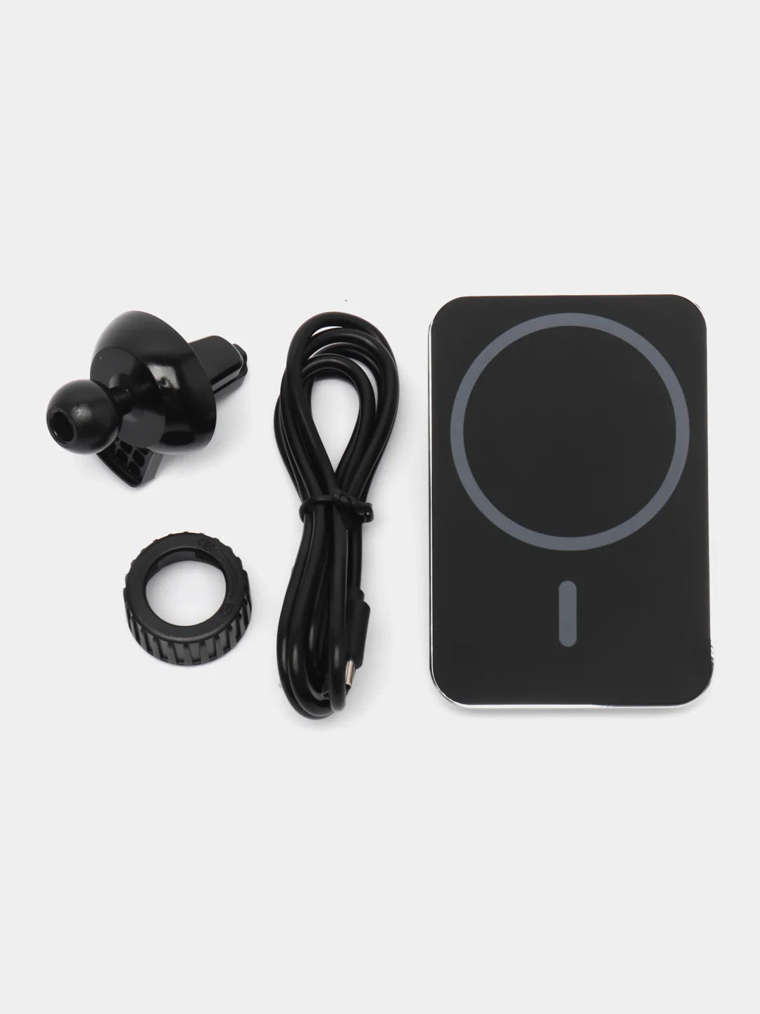 Черный беспроводное AЗУ Smart 15W с кабелем Type-C More choice AW12S с магнитным держателем