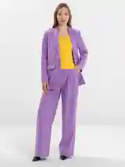 Лавандовый костюм SK BRAND, классический, с перьями, женский