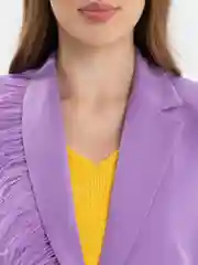 Лавандовый костюм SK BRAND, классический, с перьями, женский
