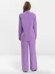 Лавандовый костюм SK BRAND, классический, с перьями, женский
