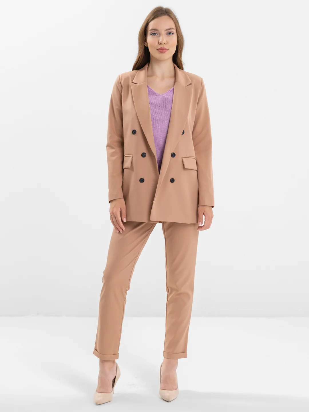 Бежевый костюм классический деловой женский Blazer