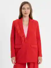 Красный костюм SK BRAND, классический, с перьями, женский