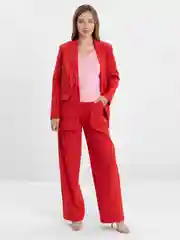 Красный костюм SK BRAND, классический, с перьями, женский