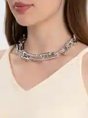 Серебряный цепь на шею золотистая с крупными звеньями, цепочка на шею, чокер
