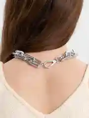 Серебряный цепь на шею золотистая с крупными звеньями, цепочка на шею, чокер