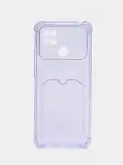 Сиреневый чехол Xiaomi Redmi 10C / Poco C40, Поко С40 прозрачный противоударный с карманом для карты