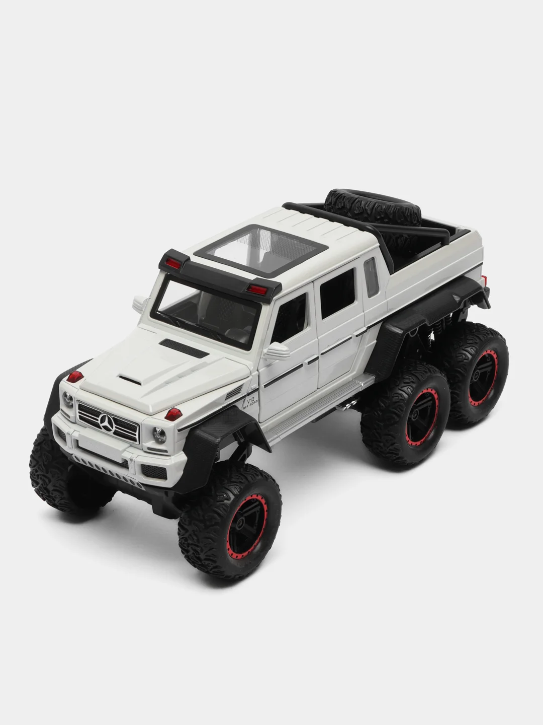 Белый металлическая машинка Che Zhi 1:22 Mercedes G-Class AMG 6х6 CZ122A, 23 см, свет и звук
