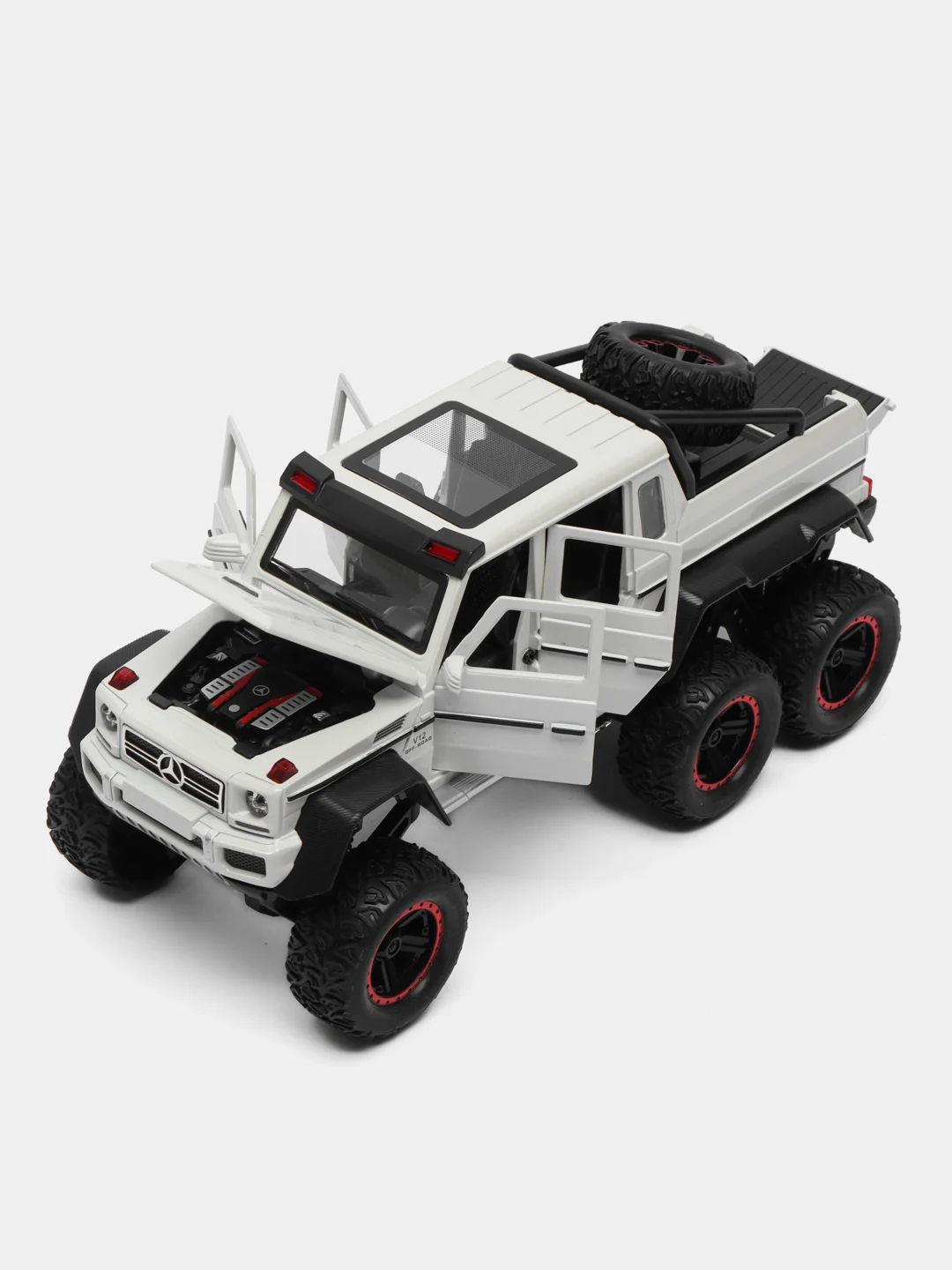 Белый металлическая машинка Che Zhi 1:22 Mercedes G-Class AMG 6х6 CZ122A, 23 см, свет и звук