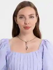 Тёмно-бордовый свадебный комплект украшений: колье и серьги