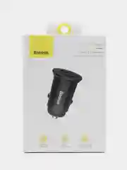Черный автомобильное зарядное устройство Baseus Circular PlasticA+A30W DualQC3.0
