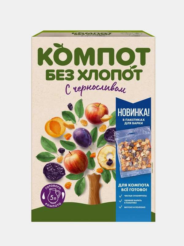 Смесь для приготовления компота Увелка, с черносливом, 4х60 г