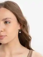 Серебряный серьги-кольца из нержавеющей стали, со съёмной подвеской "Жемчужина"