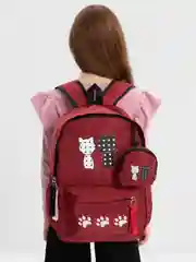 Красный рюкзак для девочки, отдел на молнии, наружный карман, кошелёк