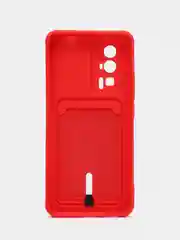 Красный чехол для Poco F5 Pro / Поко Ф5 Про, силиконовый, с карманом для карты