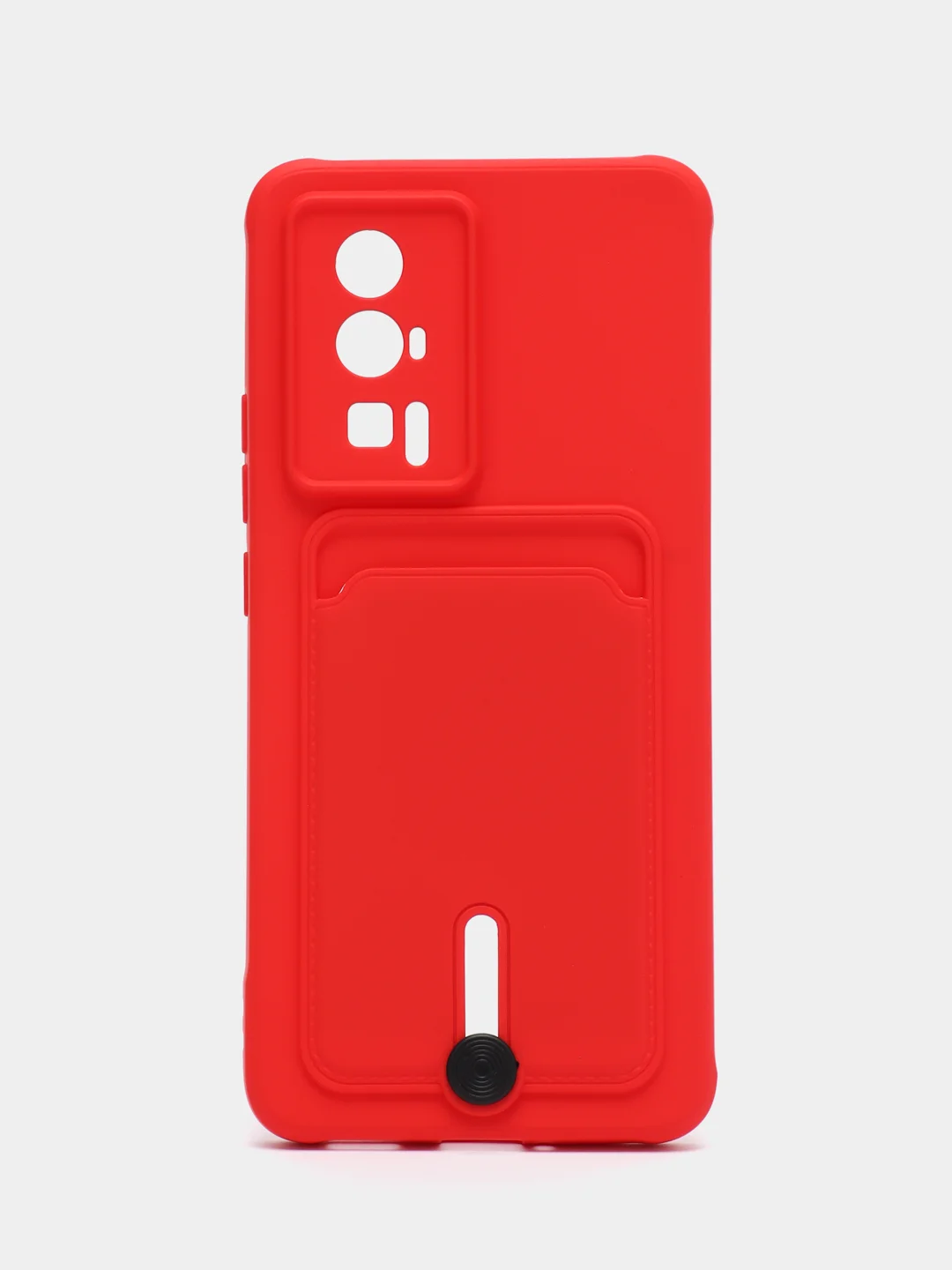 Красный чехол для Poco F5 Pro / Поко Ф5 Про, силиконовый, с карманом для карты