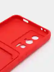 Красный чехол для Poco F5 Pro / Поко Ф5 Про, силиконовый, с карманом для карты